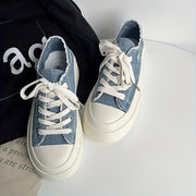 Women's Chunky Platform Sneakers Low-Top Casual Shoes Breathable Fabric