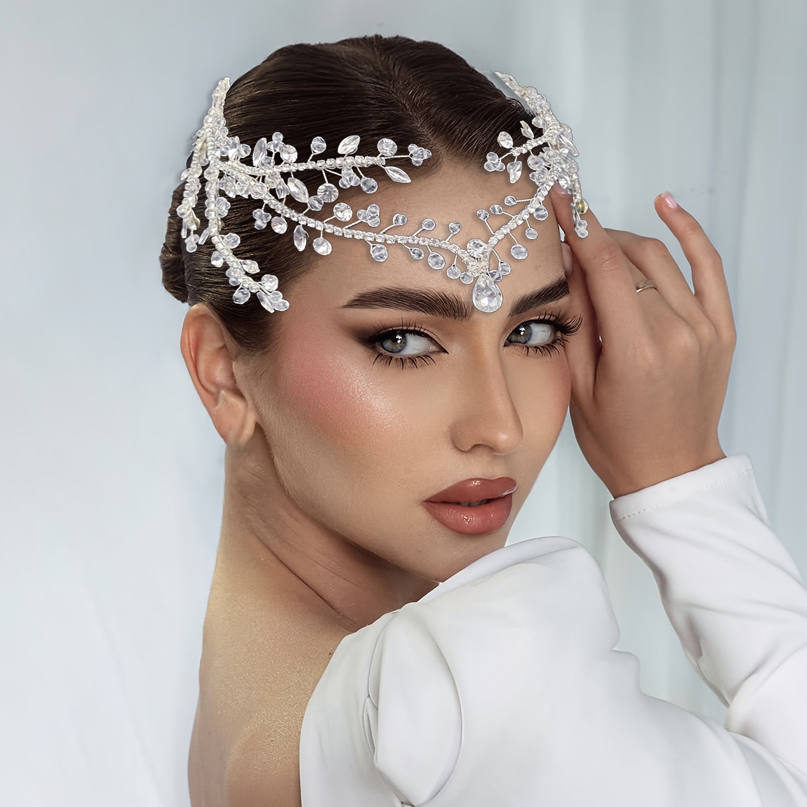 Double-Headed Hair Comb Pendant with Champagne Rhinestones Jewelry Accessory