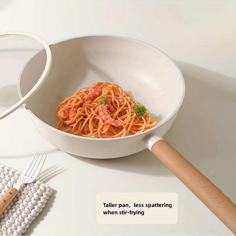 Высококачественная антипригарная алюминиевая сковорода с стеклянной крышкой - долговечная, безопасная для посудомоечной машины, совместима с плитой, легкое освобождение пищи, равномерное распределение тепла, идеальна для домашней и ресторанной готовки.