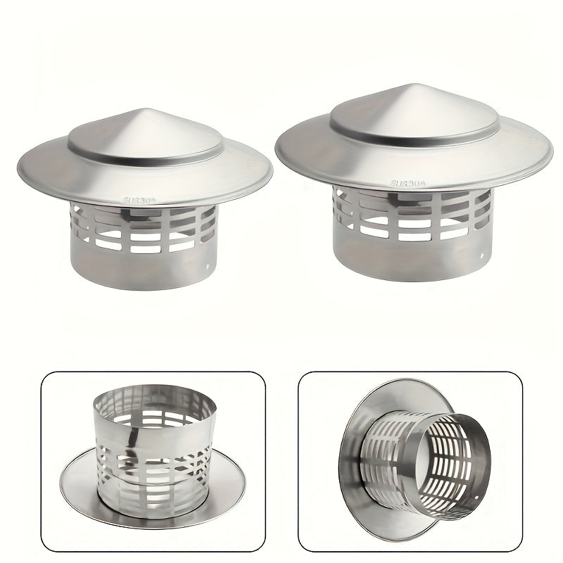 304 Stainless Steel Chimney Cap Vent Cover Rainproof Louvered Exterior