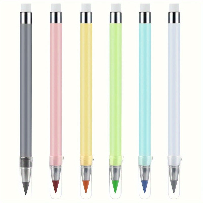 6/12 Qayta ishlatiladigan qalamlar, qalam o‘chirgich bilan, chizish, yozish, ofis va o‘quv uchun, rangsiz bo‘yoqsiz qalamlar