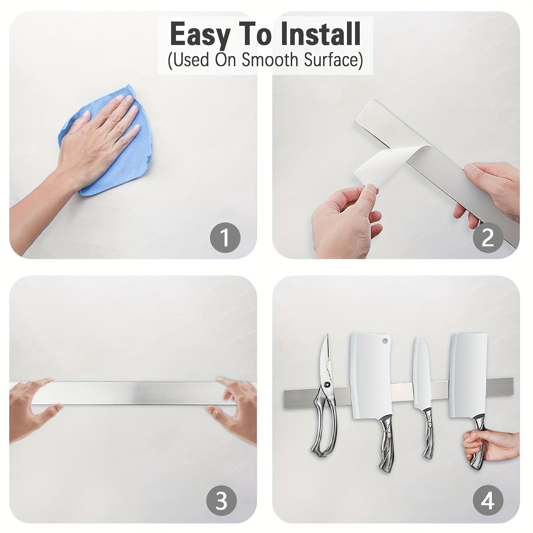 Stainless Steel Magnetic Knife Holder Wall Mount Organizer for Kitchen Utensils