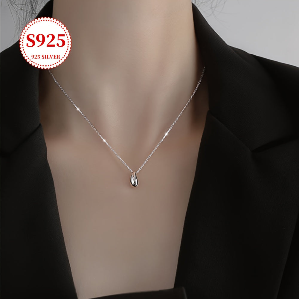 Sterling Silver Teardrop Necklace for Women 18K Gold Plated Minimalist Jewelry