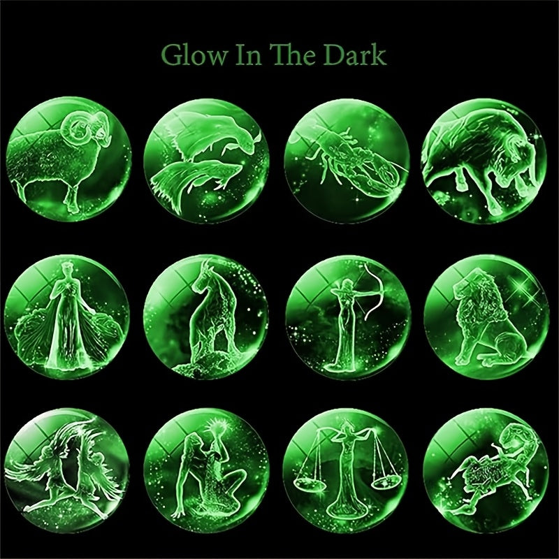 Starry Sky Glass Ball Car Keychain Zodiac Sign Auto Accessory Gift