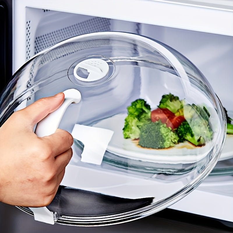 Microwave Food Cover Transparent Splash Proof Steam Vent Easy Grip Handle Kitchen Use