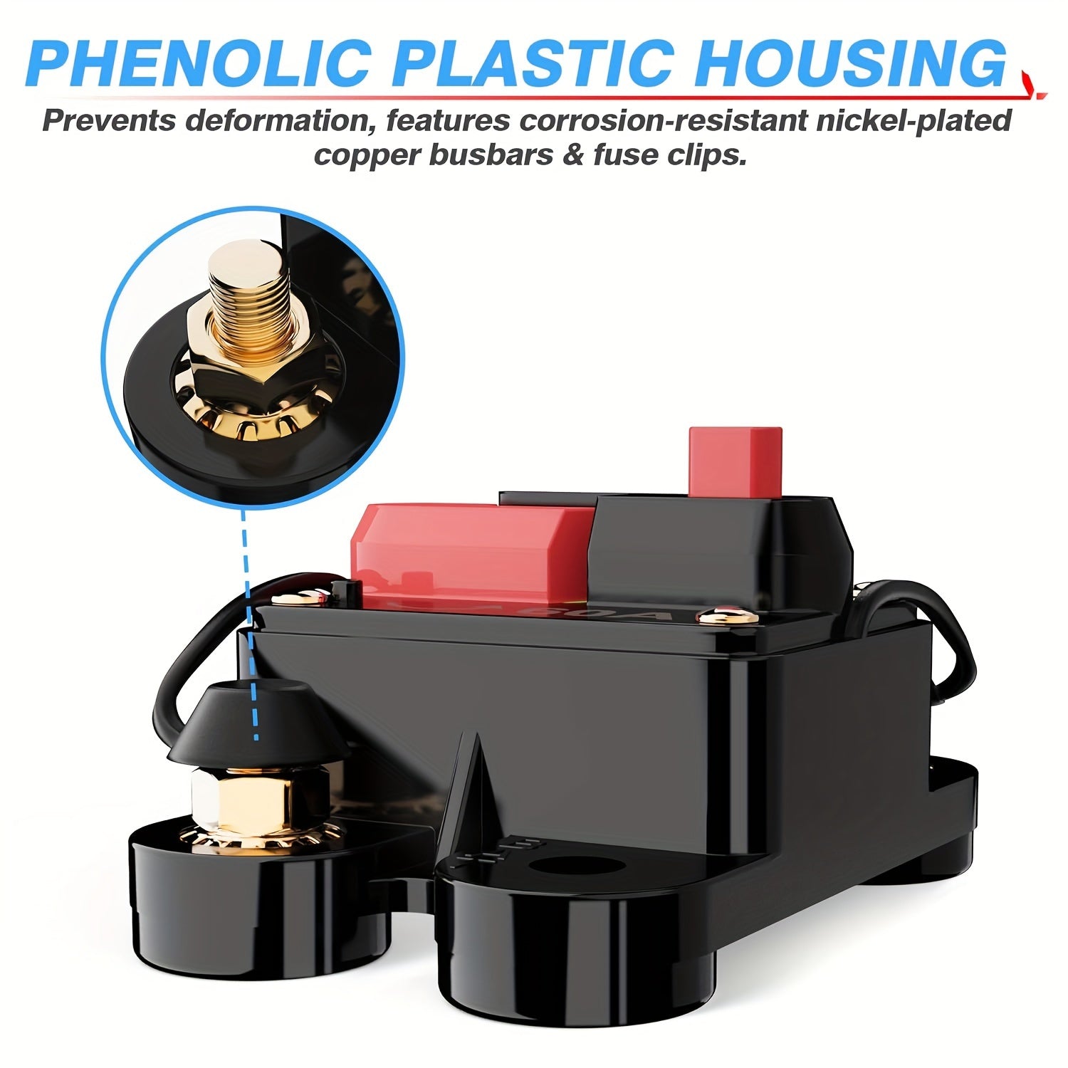 50A 12V-48V DC Circuit Breaker In-Line Fuse Auto Car Marine Manual Reset