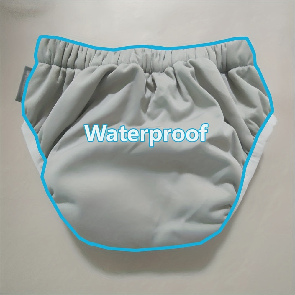 Pañal de tela lavable de poliéster gris para adolescentes y adultos de 35-95kg, a prueba de fugas, transpirable y reutilizable