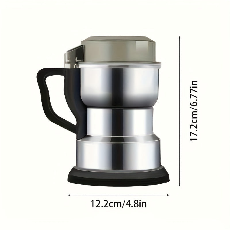 Yevropa standarti rozetkali elektr spice maydalagich, zanglamaydigan po'latdan yasalgan konstruktsiya, portativ dizayn. Quruq yong'oq va donlarni tez maydalaydi, batareyaga ehtiyoj yo'q.