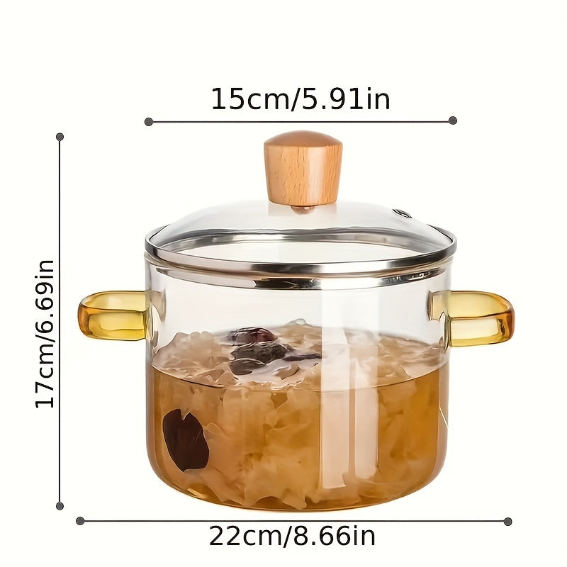 Olla de vidrio de borosilicato de gran capacidad para guisos, sopas, curry y pan