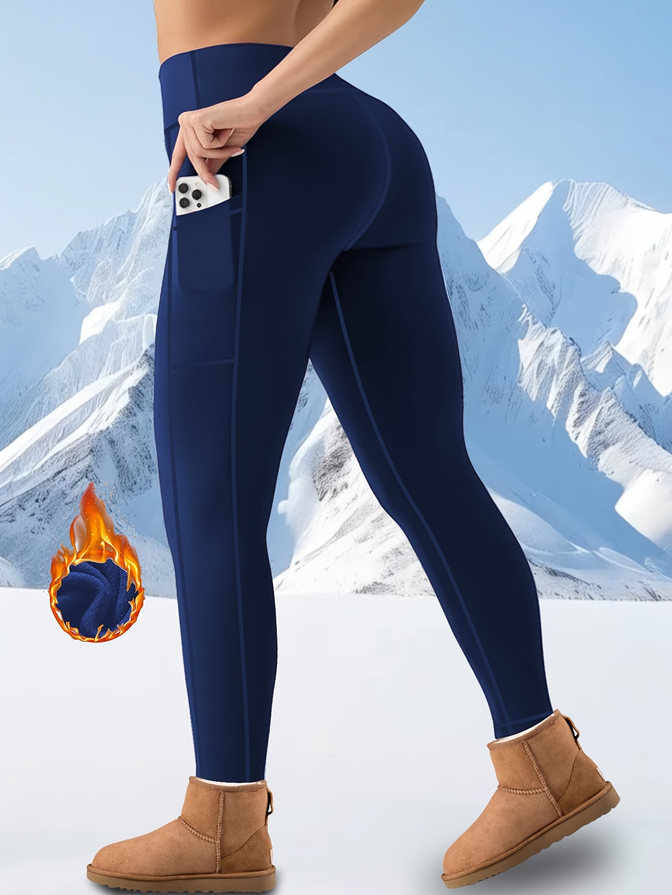 Women's Plus Size Fleece-Lined Leggings Warm Stretchy Winter Yoga Pants