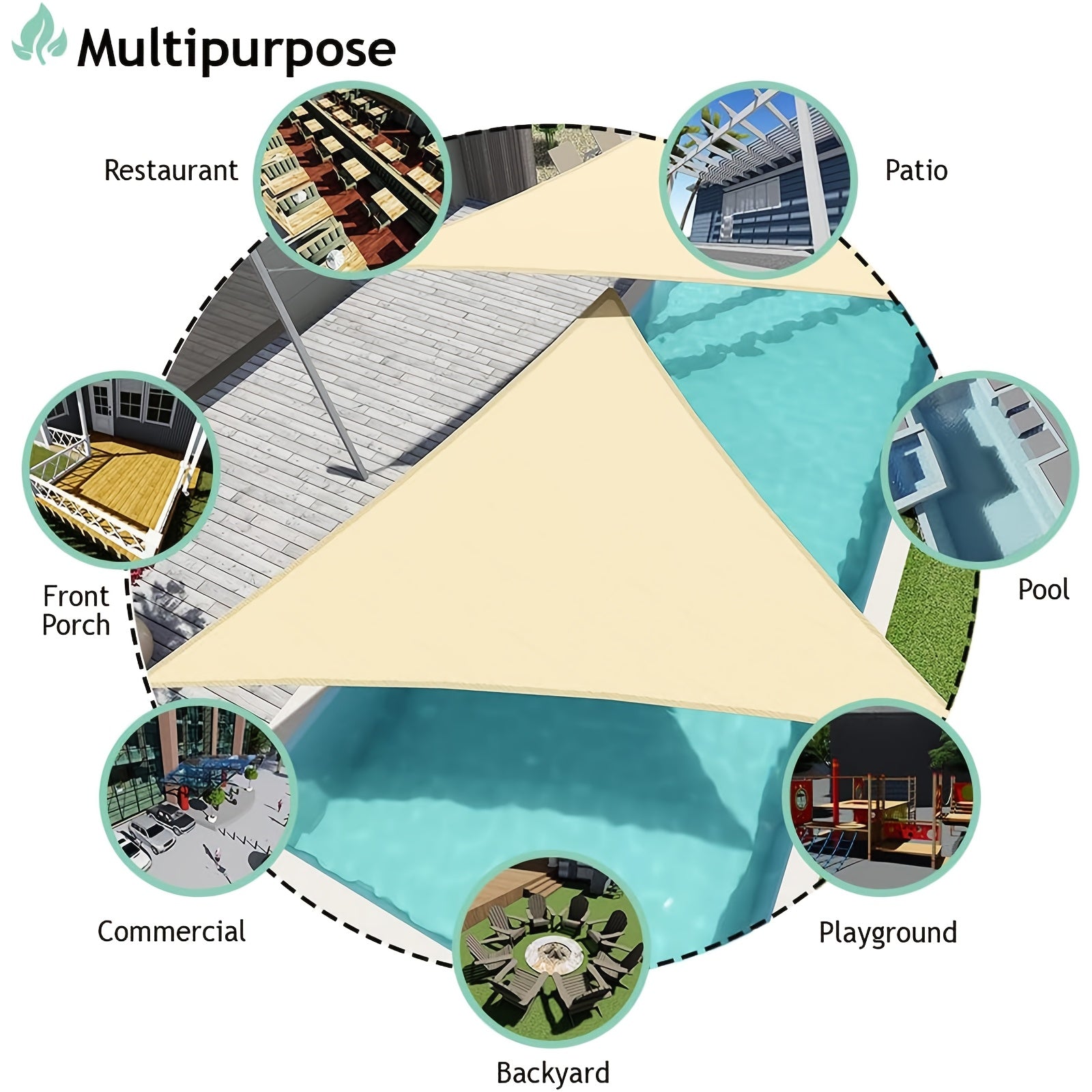 Бежевый водонепроницаемый тент-навес для бассейна, патио, сада, треугольный, полиэстер, блокировка УФ