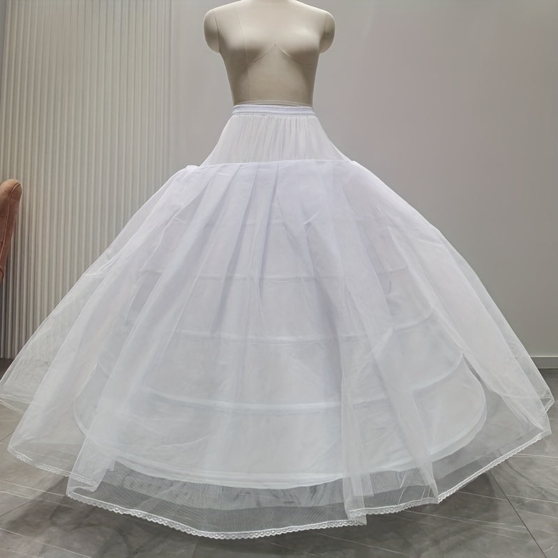 Wedding Dress Petticoat with Lace Trim and Adjustable Waist for Bridal Gown Bustle