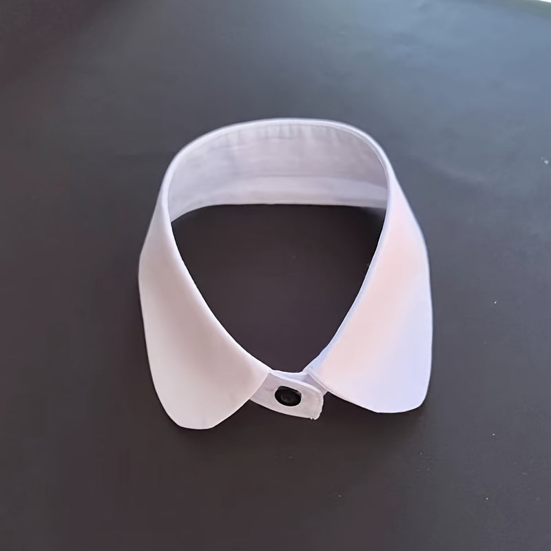 Men's White Collar and Cuff Set Made of High-Quality Nylon for Festive Wear