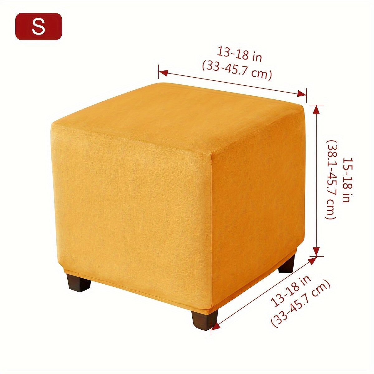 Funda de terciopelo plateada para reposapiés para taburete pequeño cuadrado