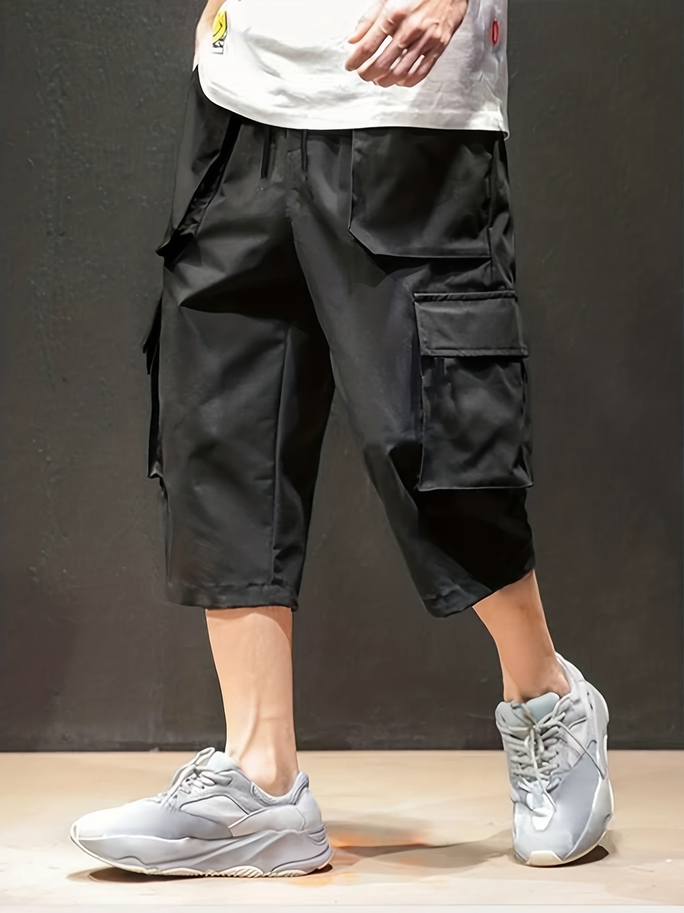 Мужские брюки карго большого размера из полиэстера для повседневной носки с множеством карманов для активного отдыха