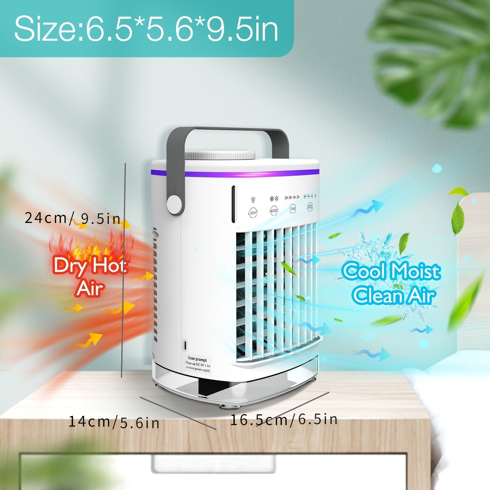 Mini Portable Air Conditioner for Home Office 4-Speed Fan Humidifier