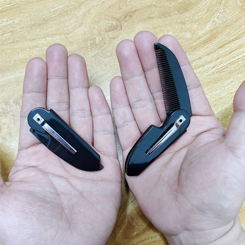 Men Folding Beard Comb Pocket-Sized Mustache Grooming Tool