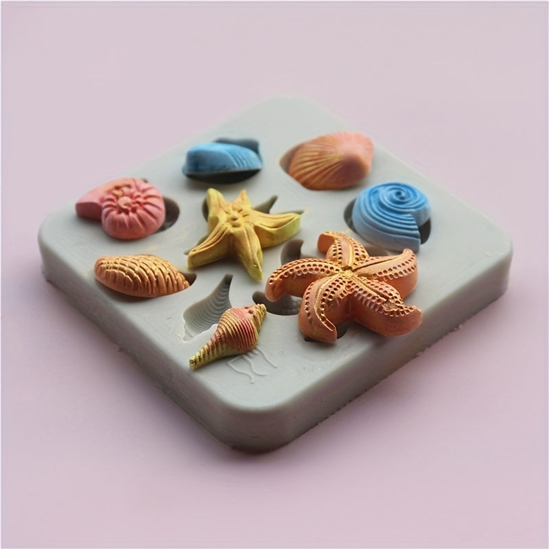Juego de moldes de silicona para chocolate y fondant vida marina del océano estrellas de mar y conchas