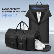 Large Capacity Black Polyester Travel Bag for Business Trips and Overnight Carry-On
