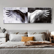 Black and White Angel Wings Canvas Wall Art Frameless Home Office Decor