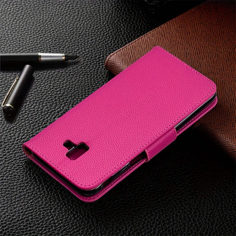 Lychee Pattern Faux Leather Flip Cover Phone Case with Card Slot for Various Models