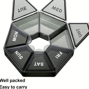 Portable 7-Day Plastic Pill Organizer with Weekly Labels for Travel