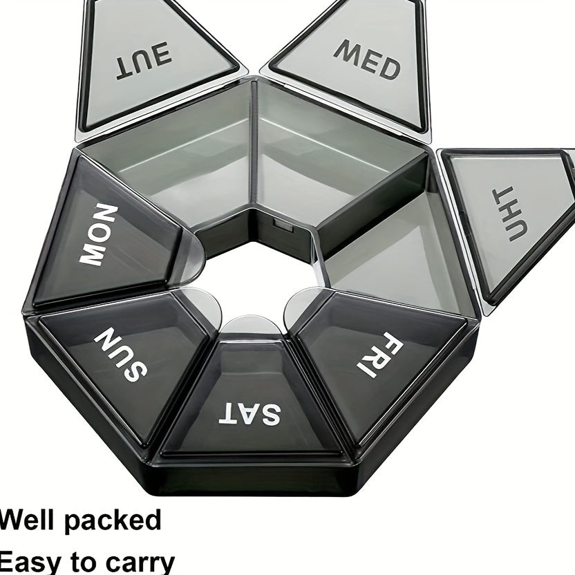 Portable 7-Day Plastic Pill Organizer with Weekly Labels for Travel