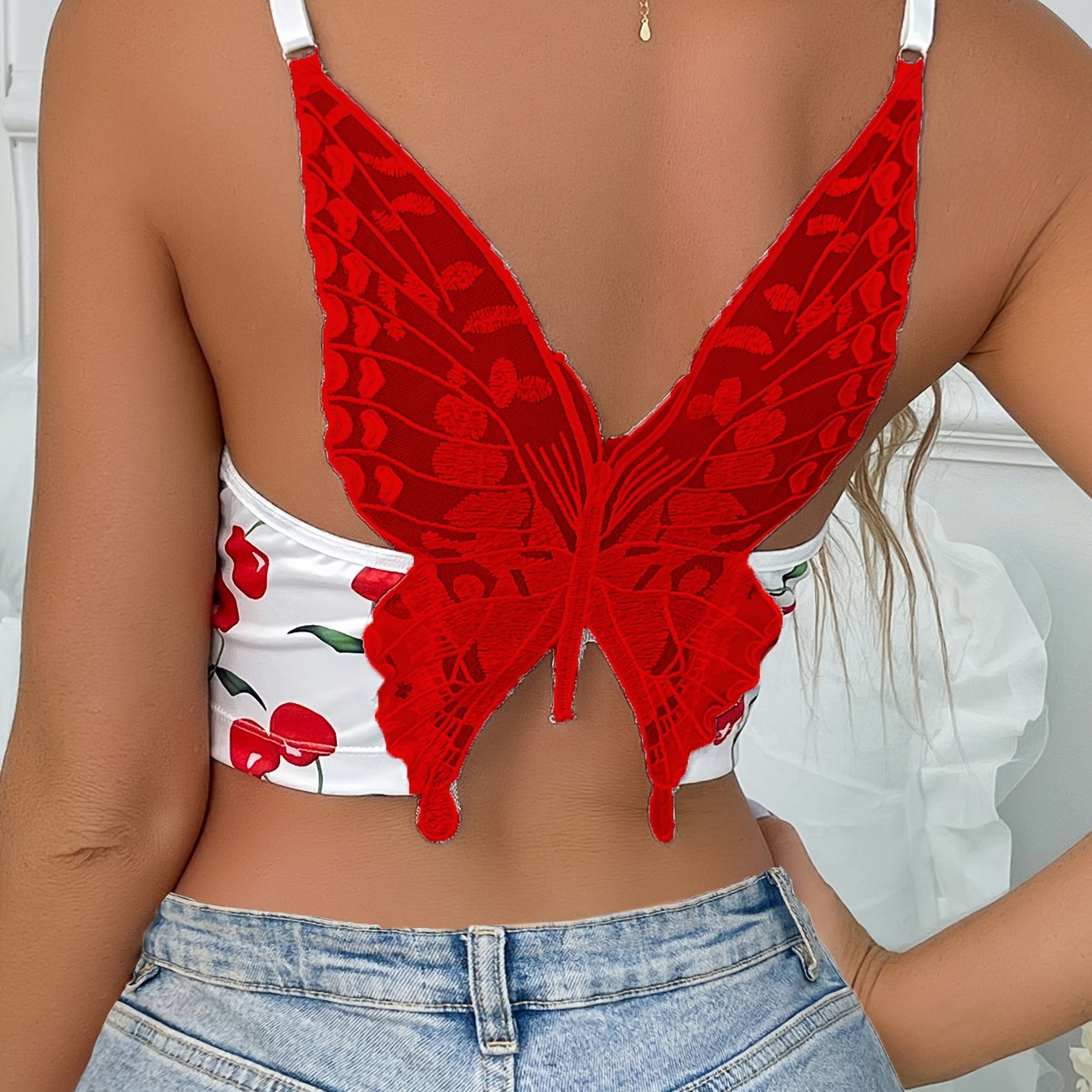 Fruit Print Embroidered Camisole for Women Can Be Worn as Outerwear