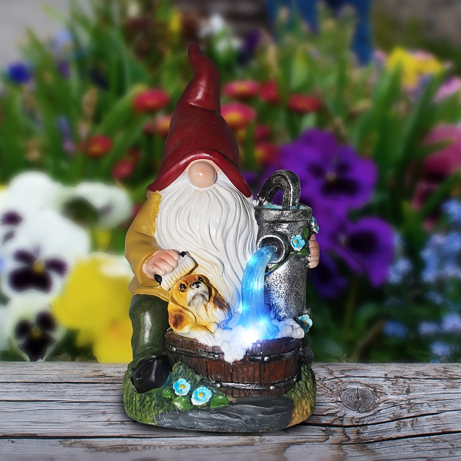 Solar Dwarf Resin Garden Statue Solar-Powered Outdoor Gnome Decoration for Lawn and Patio