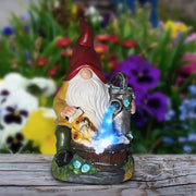 Solar Dwarf Resin Garden Statue Solar-Powered Outdoor Gnome Decoration for Lawn and Patio