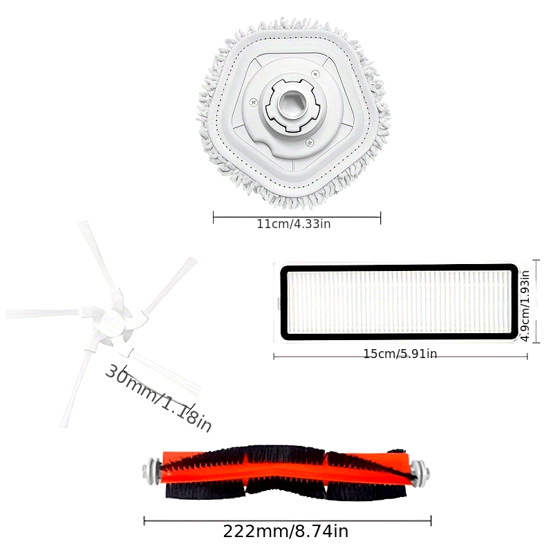 W10/W10 Pro Vacuum Cleaner Accessory Kit Main Side Brushes HEPA Filter Mop Cloth