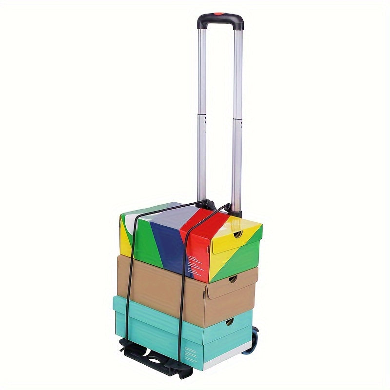 Ultra-Lightweight Portable Trolley Black Folding Aluminum Handle Durable Plastic Metal Four Wheels