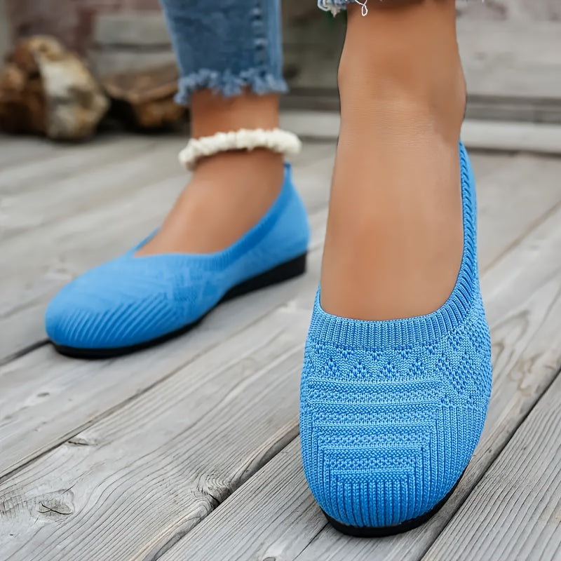 Women's Round Toe Flat Shoes Breathable Fabric Casual Dress Shoes