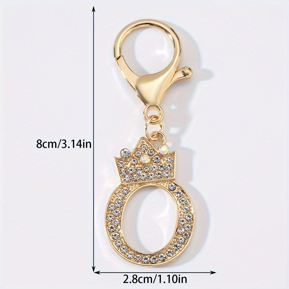 Men's Zinc Alloy Keychain with Artificial Diamond Crown and Letter Charms