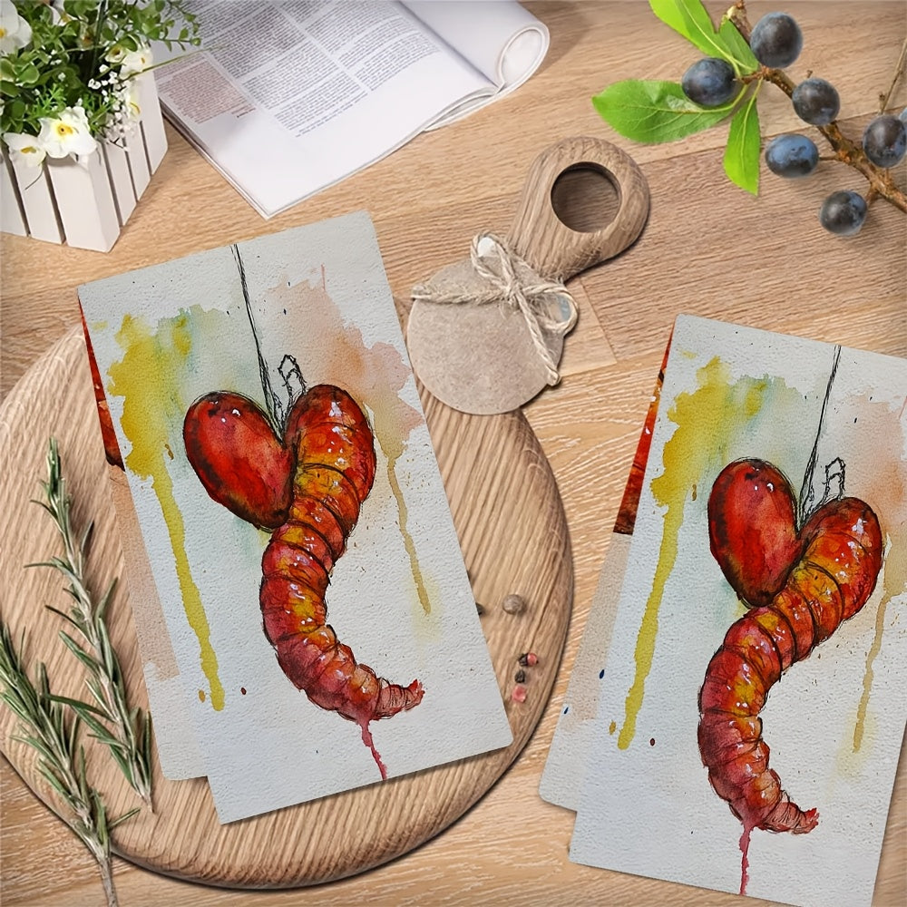 2 Pieces Ultra Soft Kitchen Towels Valentine’s Day Absorbent Dish Hand Towels 16x24 Inches