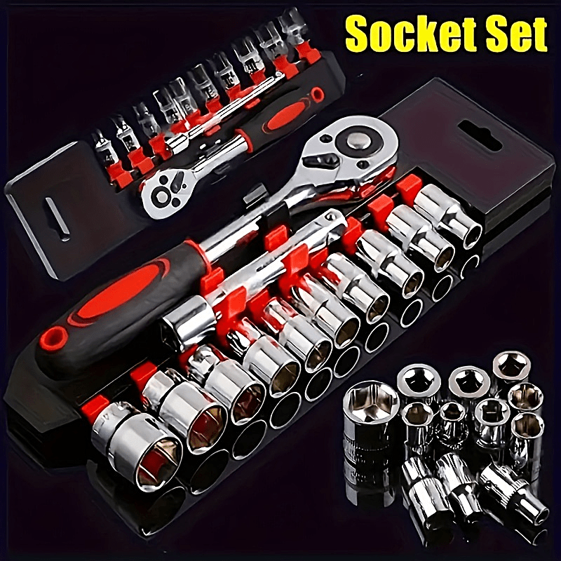 12-Piece Ratchet Socket Wrench Set with 10 Sockets 4-13mm and Extension Rod