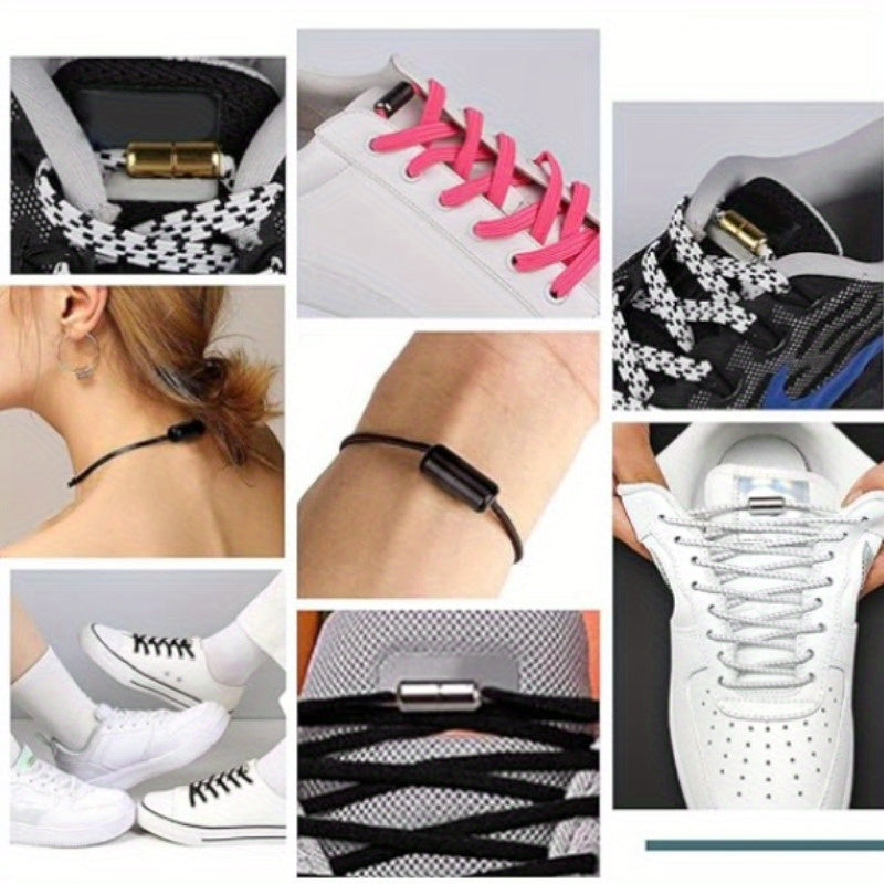 Unisex Metal Capsule Shoelaces Semi-Circular Buckle No Strap Connectors