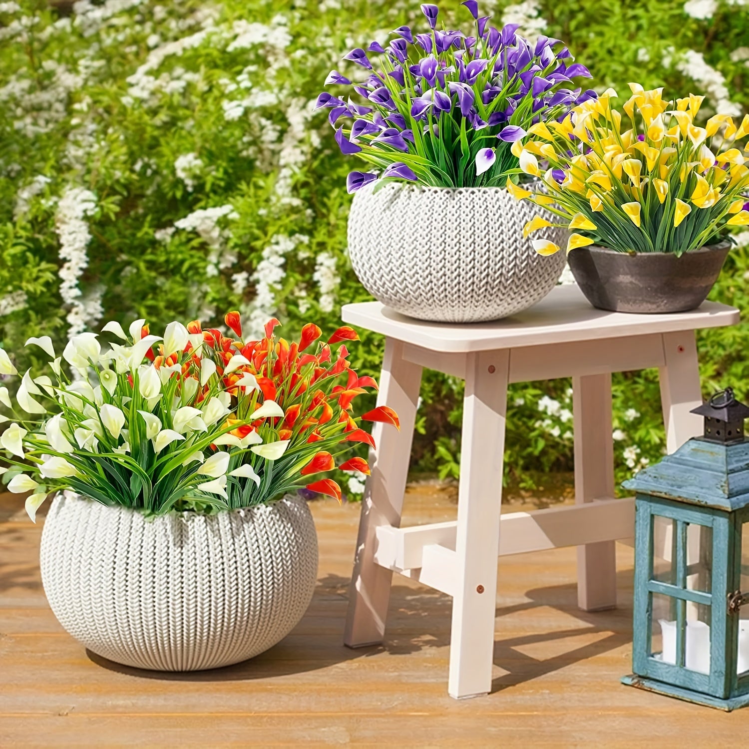 8 Bundles Artificial Water Lily Flowers UV Resistant Non-Fading for Indoor Outdoor Decor