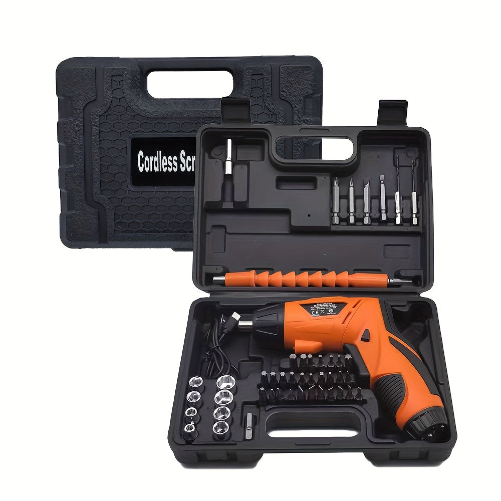 Electric Screwdriver Set with 47 Accessories and Flashlight for Home Repairs