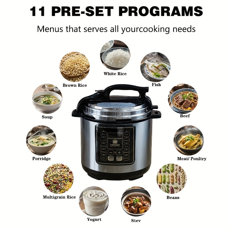 Olla a presión eléctrica 12 en 1 con escape seguro, protectores de calor, apta para lavavajillas