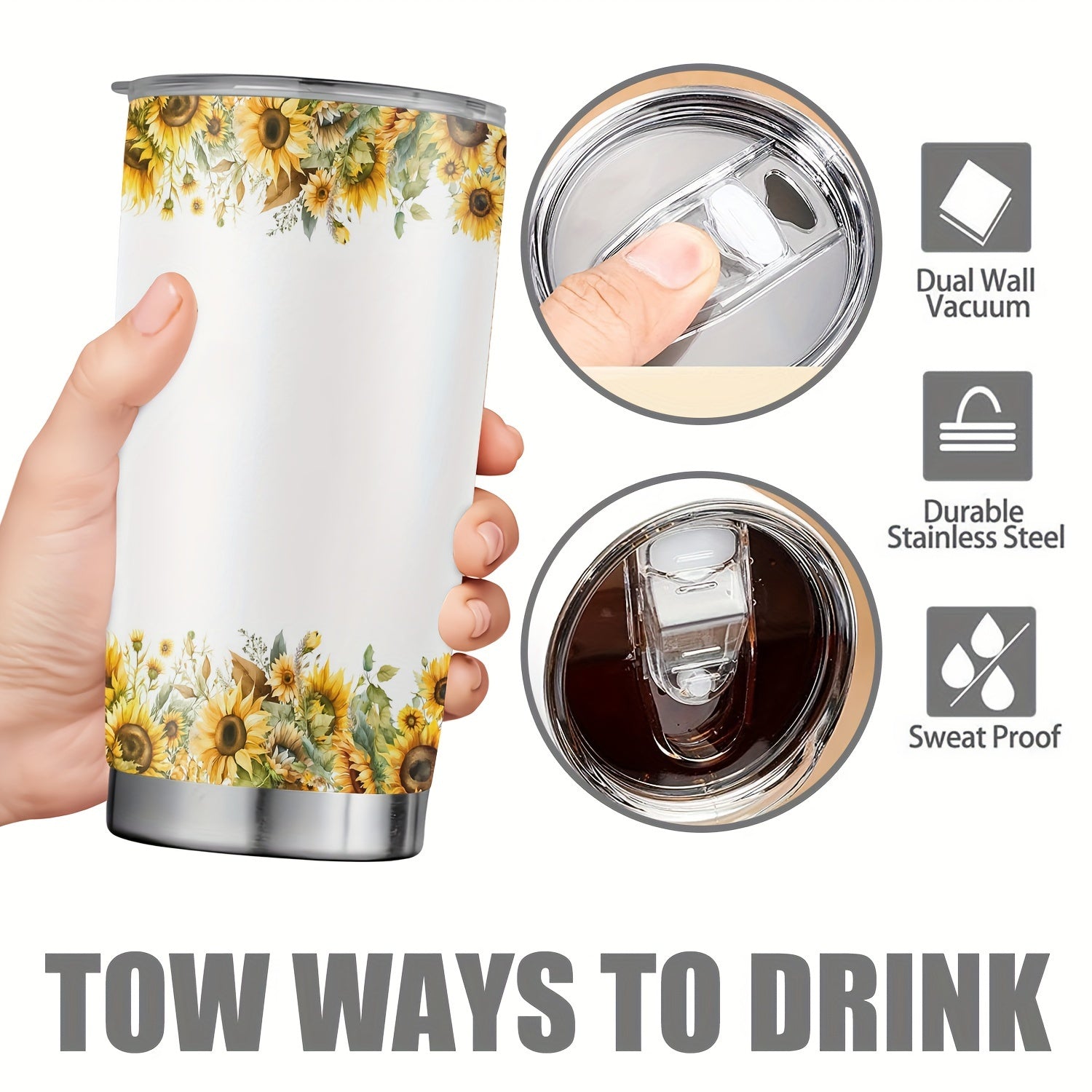 20oz Floral Initials Double-Walled Travel Mug for Women