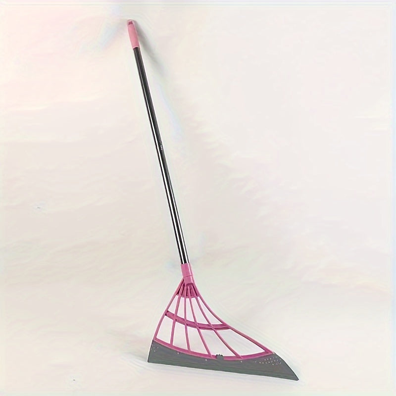 Silicone Broom and Squeegee Combo Extendable Handle for Pet Hair and Glass Cleaning