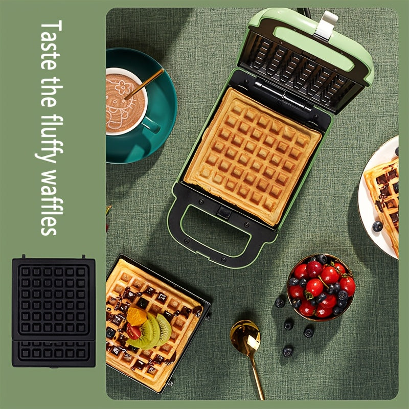 Keramika yopishmaydigan plitalar bilan elektr waffle sendvich tayyorlagich. Nonushta, qovurilgan guruch va grilllangan pishloq qilish uchun mos. Portativ va uy oshxonalari, RVlar uchun ideal.