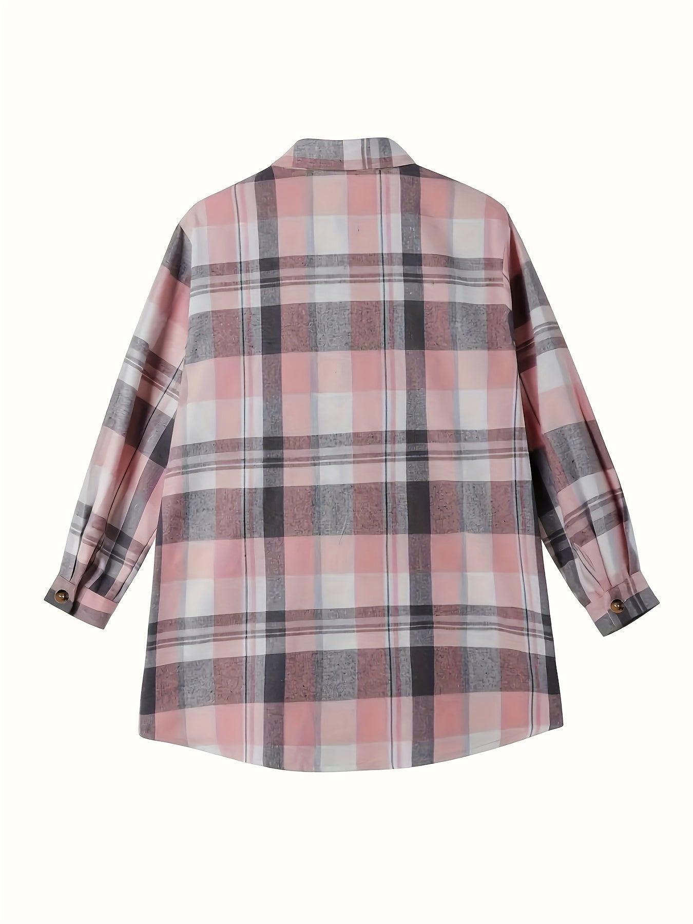 Women's Plus Size Plaid Long Sleeve Button Front Shirt Spring Casual Top