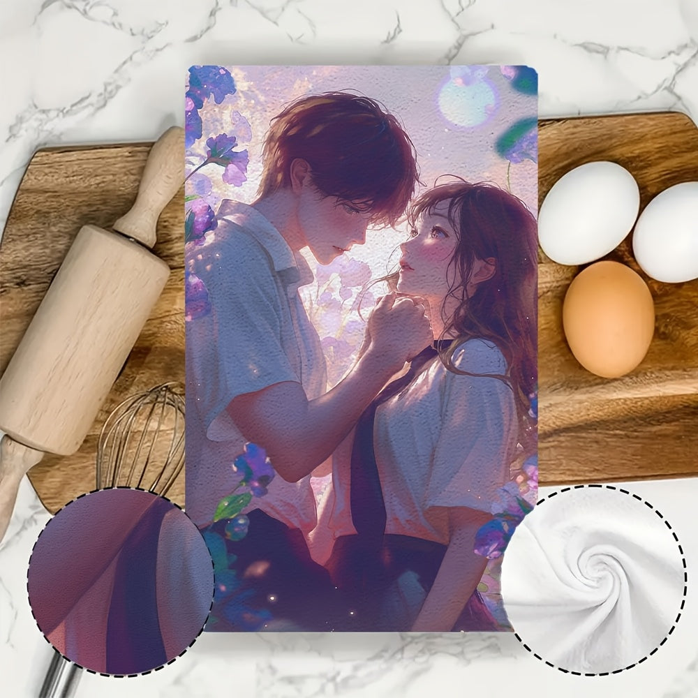 Set of 2 Ultra Soft Kitchen Towels 16x24 Inches Highly Absorbent Dish Hand Towels