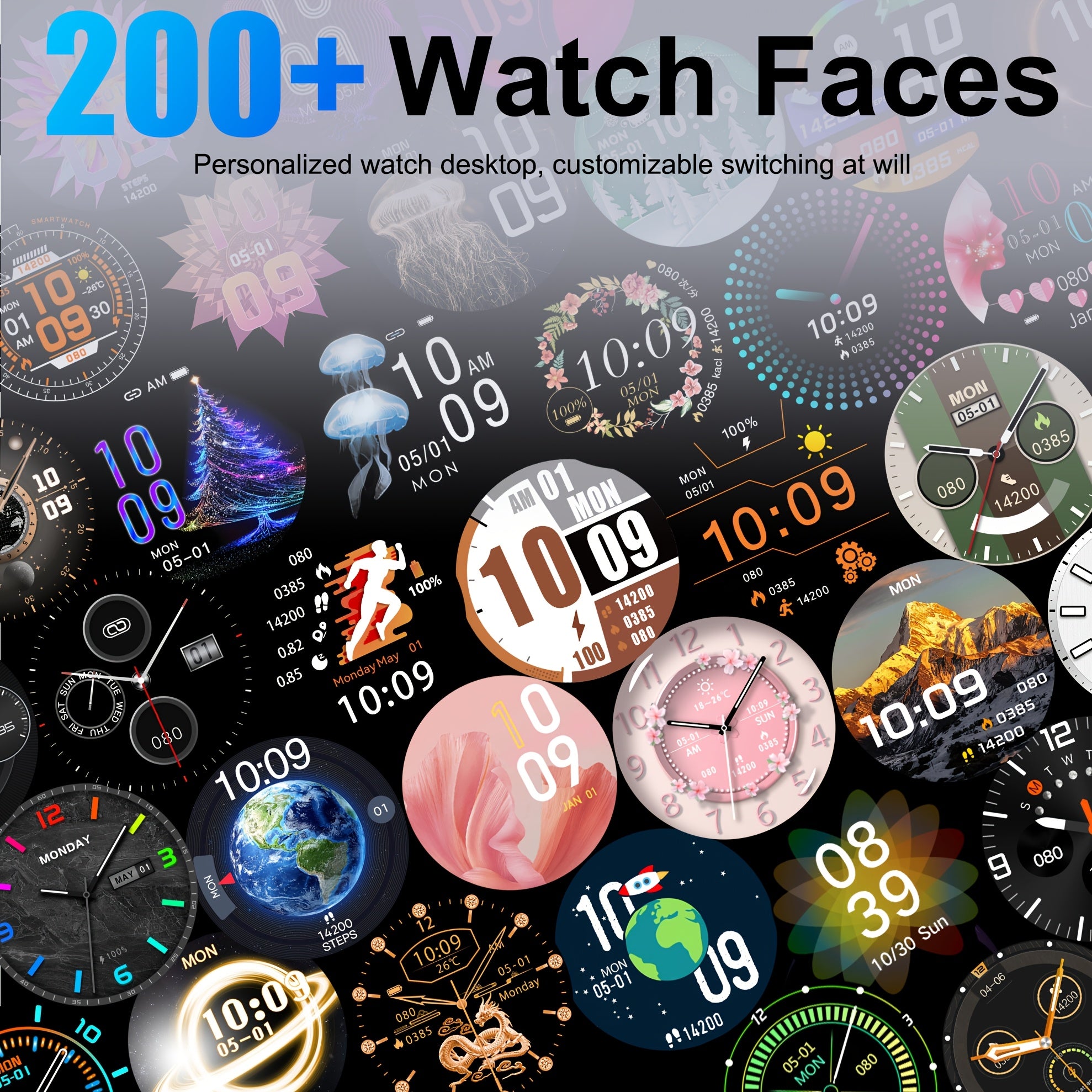 Мужские умные часы 3,53 см TFT-дисплей Водонепроницаемый фитнес-трекер Уведомления о звонках и SMS