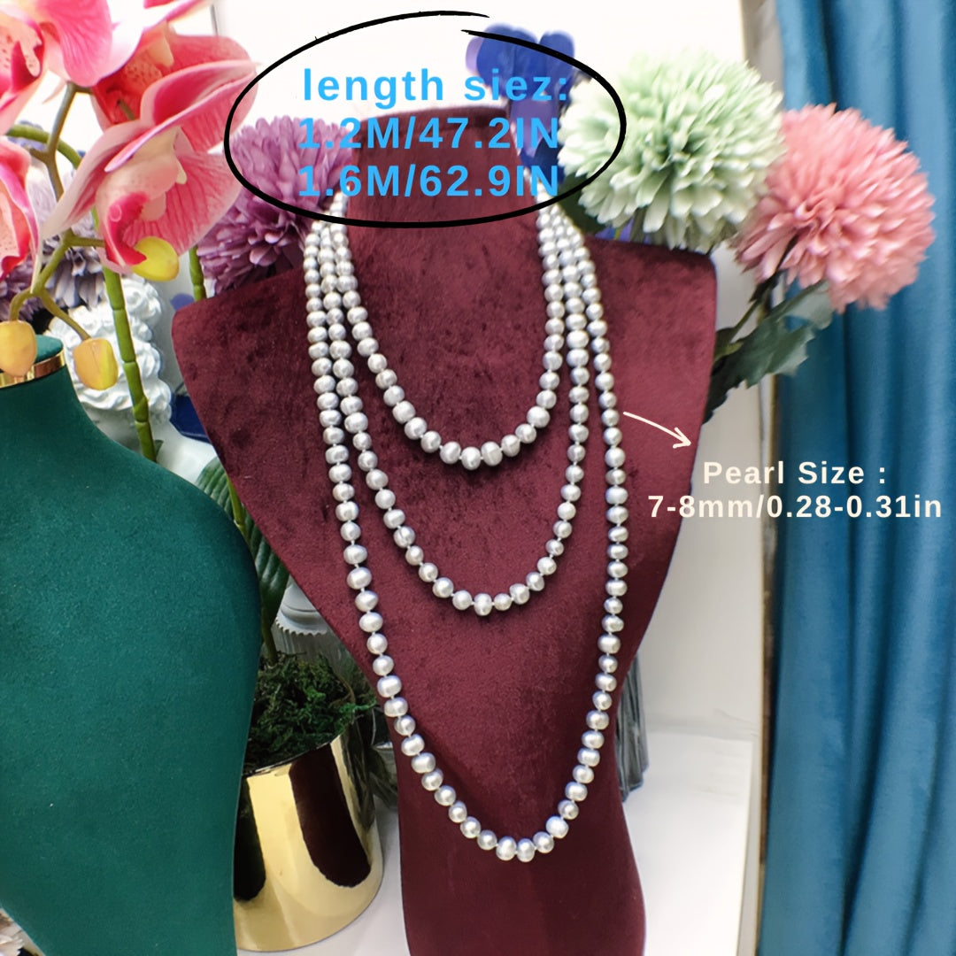 Natural Luster Beaded Necklace for Women 7-8mm Stylish Versatile Jewelry