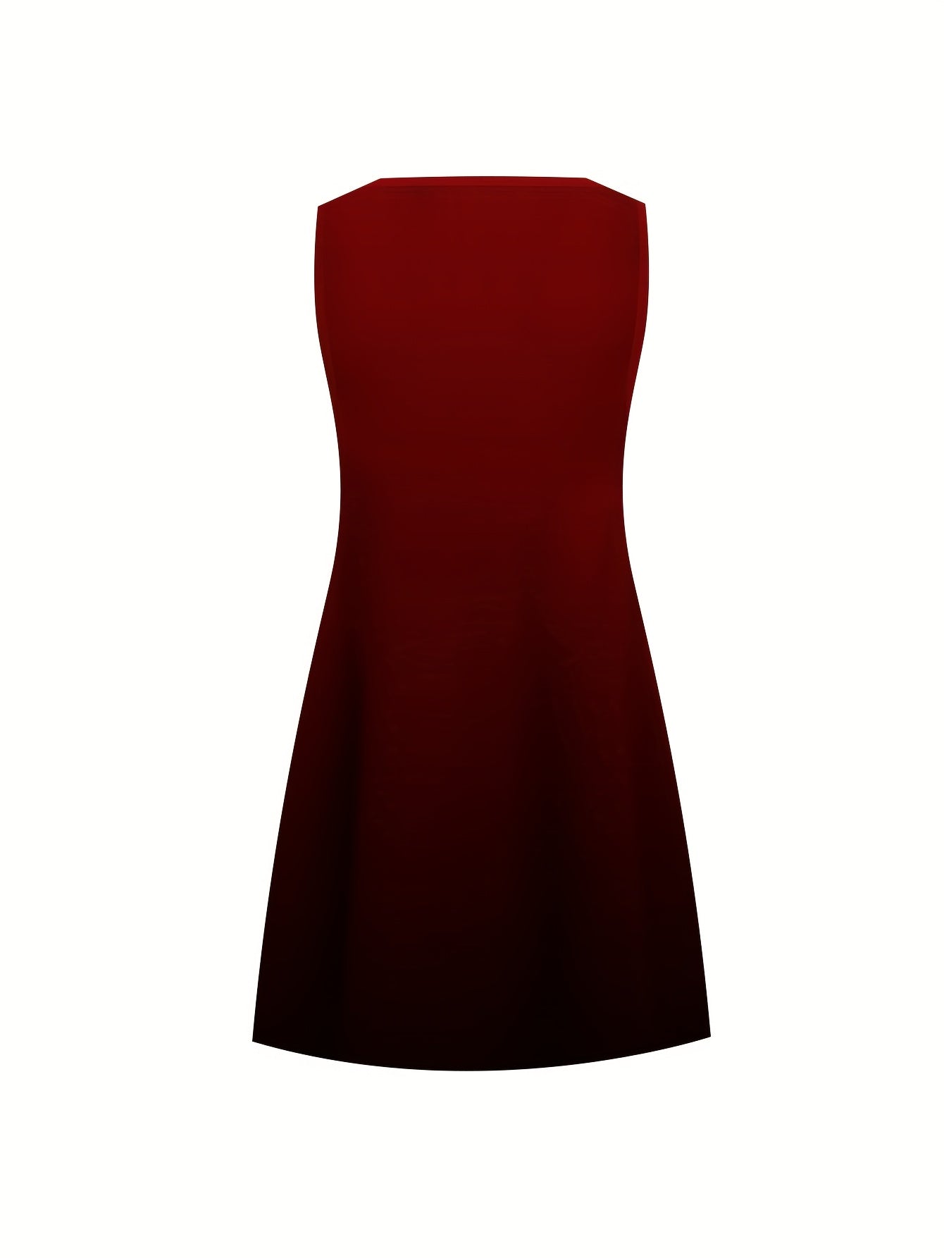 Plus Size Women's Burgundy Sleeveless Dress Stretchy Polyester Spandex Midi Casual
