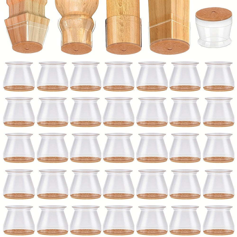 36 Silicone Chair Leg Floor Protectors with Felt Pads for Noise Reduction and Floor Protection