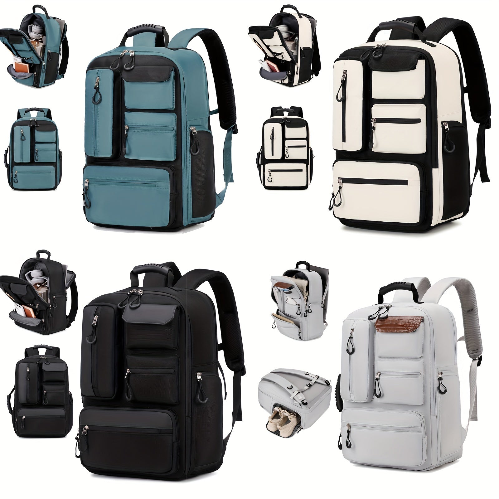 Unisex Travel Backpack with Laptop and Shoe Compartments Polyester Casual